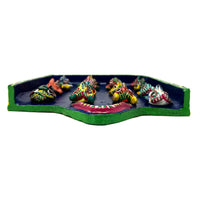 Ortega Family Folk Art Display Plaque of 16 Minature Masks from Mexico - 9.5" H X 8.75" W X 1.38" D