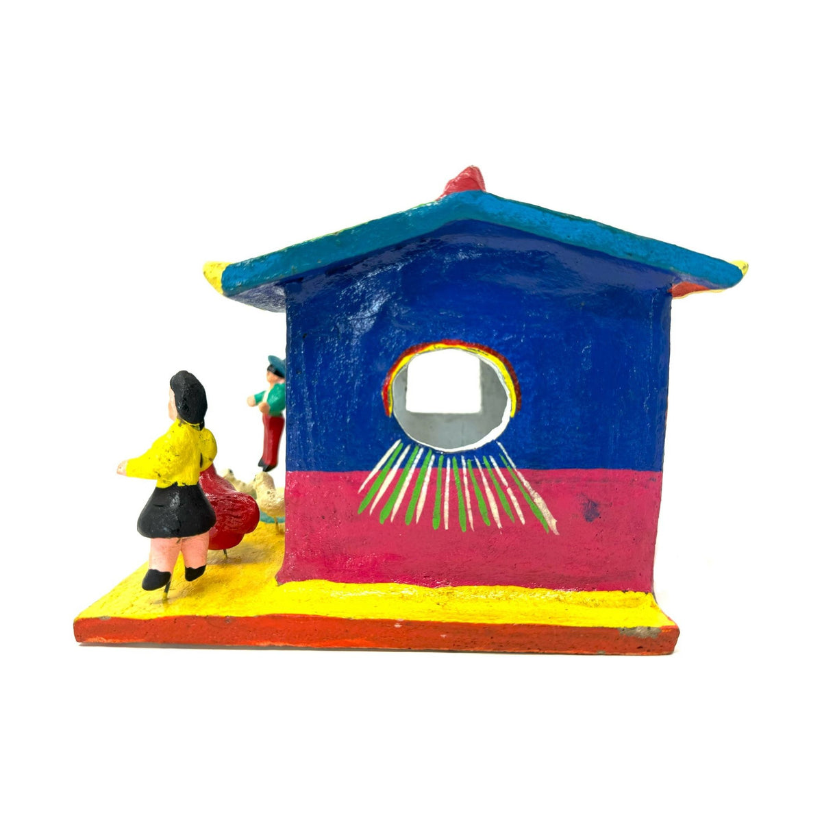 Gerardo Ortega Folk Art House/Casita from Tonalá, Jalisco, Mexico - 5.25" H X 7" W X 6.63" D