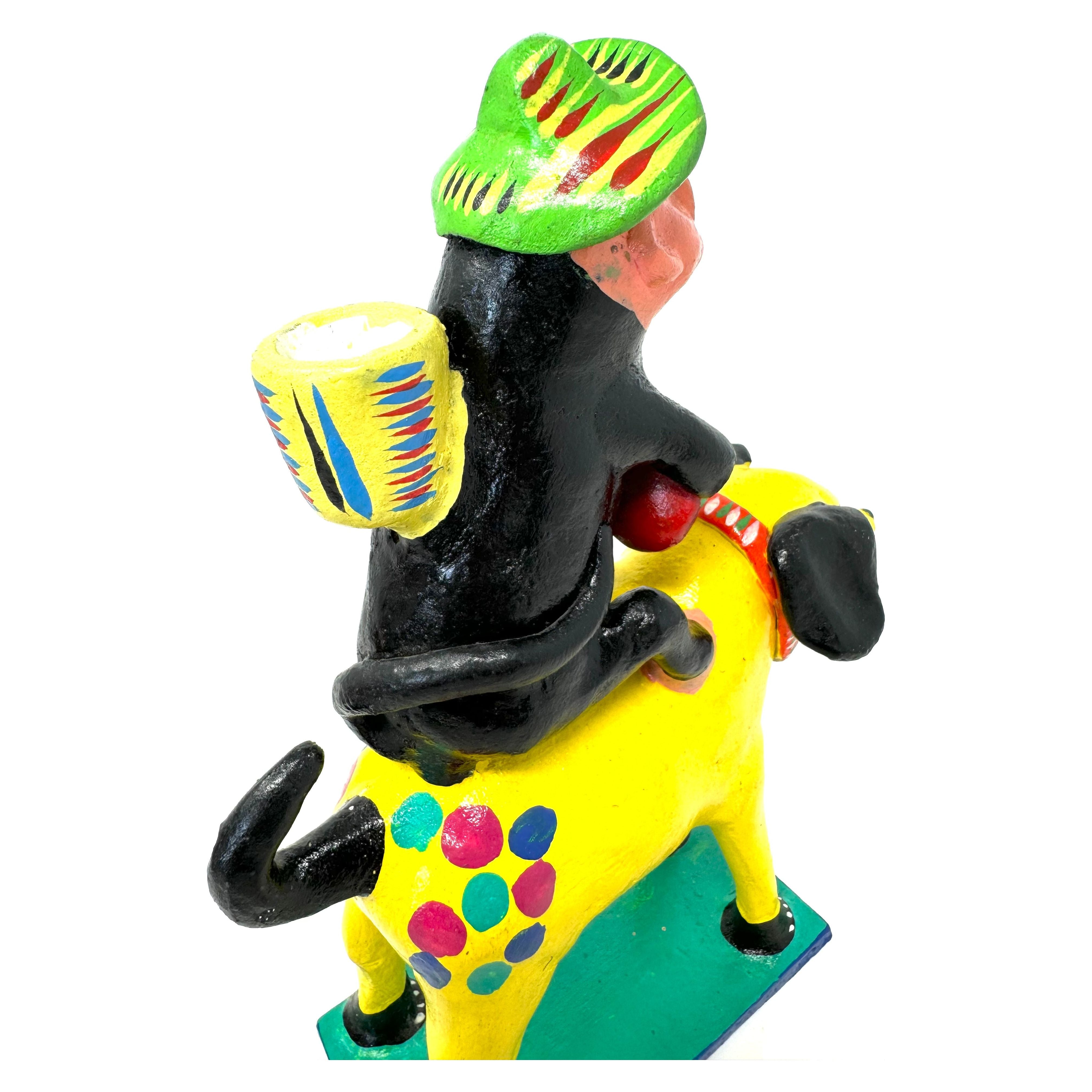 Set of Gerardo Ortega Brightly Painted Mexican Folk Art Monkey