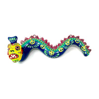 Ortega Family Brightly Painted Pottery Dragon Wall-Mounted Keyholder from Mexico Measuring 9 Inches Long