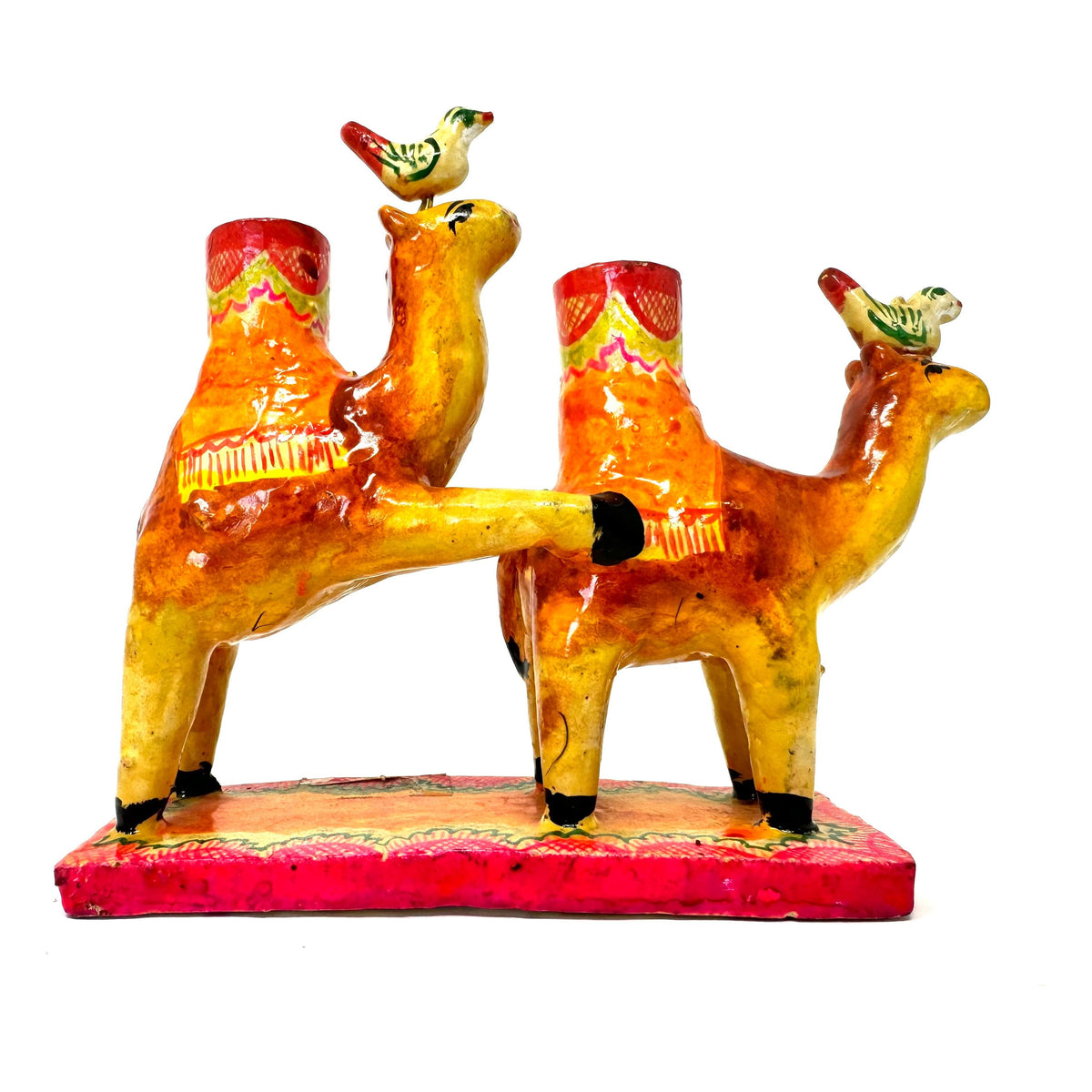 Vintage Oaxacan Folk Art Camel Candelabra from Mexico - 7.25" L X 2.38" W X 6" H