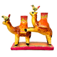 Vintage Oaxacan Folk Art Camel Candelabra from Mexico - 7.25" L X 2.38" W X 6" H