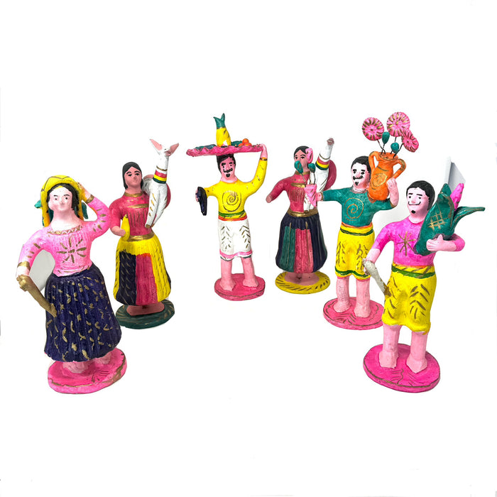 6-Piece Villager Folk Art Set from Metepec, Mexico - 13.5" H X 5" Diam. (Each)