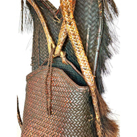 Museum-Quality Ifugao Takba/Inabnūtan Hunter's Backpack from the Philippines - 23" H X 16 in. W X 7 in. D