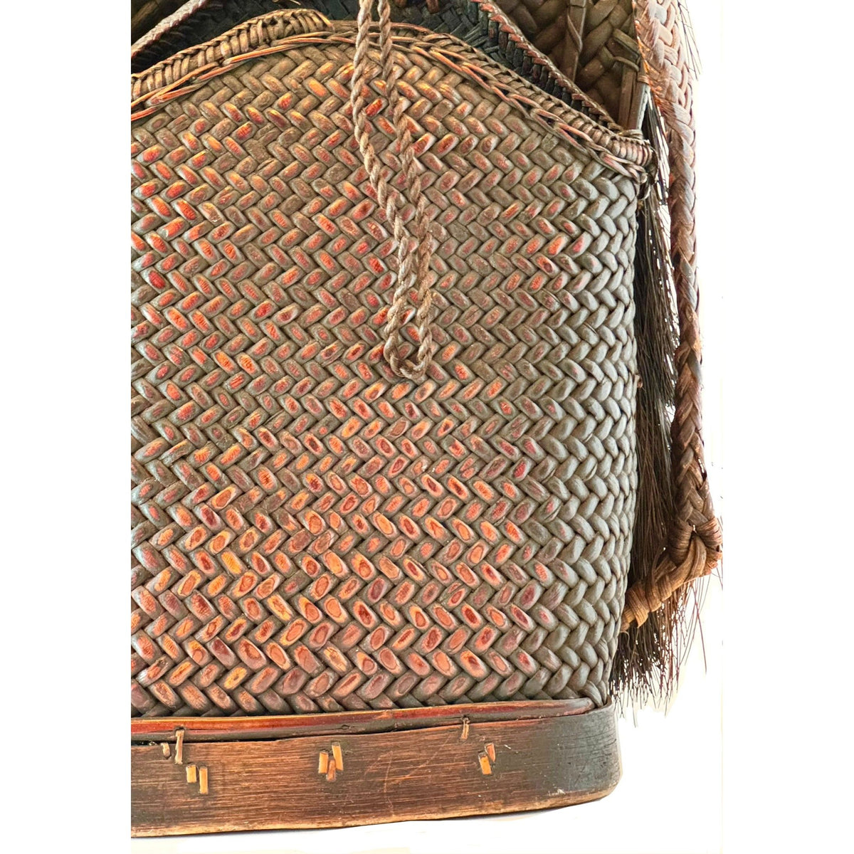 Museum-Quality Ifugao Takba/Inabnūtan Hunter's Backpack from the Philippines - 23" H X 16 in. W X 7 in. D