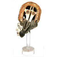 Agbogho Ibo 'Maiden Spirit' Helmet Mask from Nigeria with Custom Acrylic Stand - 28.5" H X 12" W X 15" D