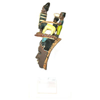 Vintage Guro Mask with Three Figures Atop Head from Ivory Coast with Custom Acrylic Stand - 26" H X 7" W X 8.75" D