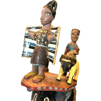 Vintage Guro Mask with Three Figures Atop Head from Ivory Coast with Custom Acrylic Stand - 26" H X 7" W X 8.75" D