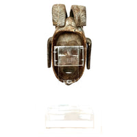 Vintage Baule/Guro 'Kpan Pre' Style Mask from Ivory Coast with Custom Acrylic Stand - 18.5" X 6.75" W X 6"D