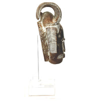 Vintage Baule/Guro 'Kpan Pre' Style Mask from Ivory Coast with Custom Acrylic Stand - 18.5" X 6.75" W X 6"D