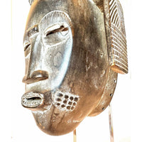 Vintage Baule/Guro 'Kpan Pre' Style Mask from Ivory Coast - 18.5" X 6.75" W X 6"D