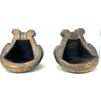 Pair of 19th Century Mapuche Carved Wood Stirrups from Chile/Argentina - 7" H X 7" W X 7.5" D Wide (Each)