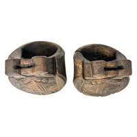 Pair of 19th Century Mapuche Carved Wood Stirrups from Chile/Argentina - 7" H X 7" W X 7.5" D Wide (Each)