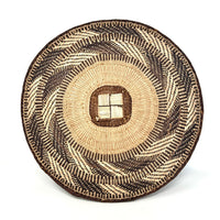 Set of Three Vintage Tongan Handwoven Round Baskets with Geometric Designs in Neutral Earth Tones from Zimbabwe