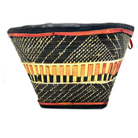 Vintage Burkina Faso Wedding Basket with Natural Buff, Black and Red Coloration Measuring 17 Inches Diameter by 10 Inches Tall