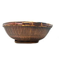 Vintage Philippine Large Round Dark Brown Grain Labba Basket