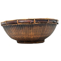 Vintage Philippine Large Round Dark Brown Grain Labba Basket