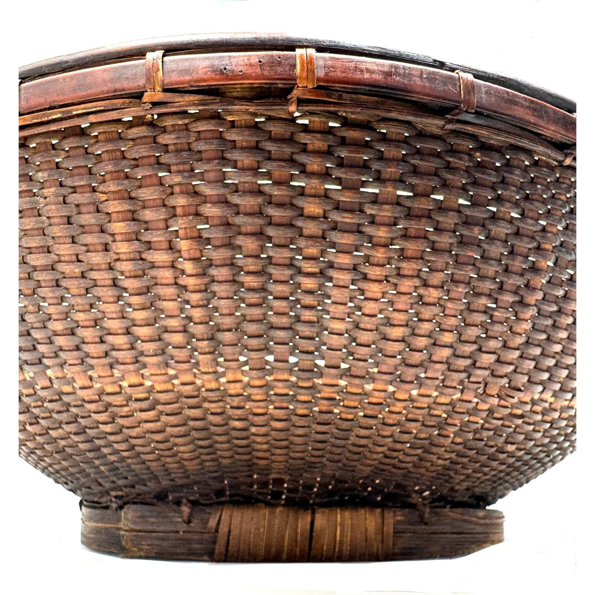 Vintage Philippine Large Round Dark Brown Grain Labba Basket