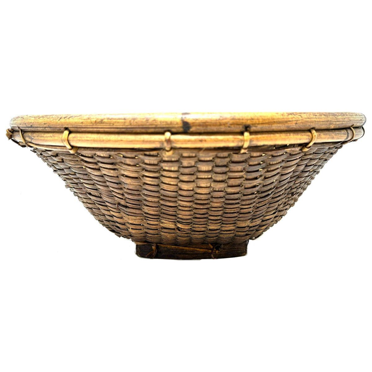 Large Vintage Round Labba Grain Basket with Natural Buff and Brown Coloration from the Philippines