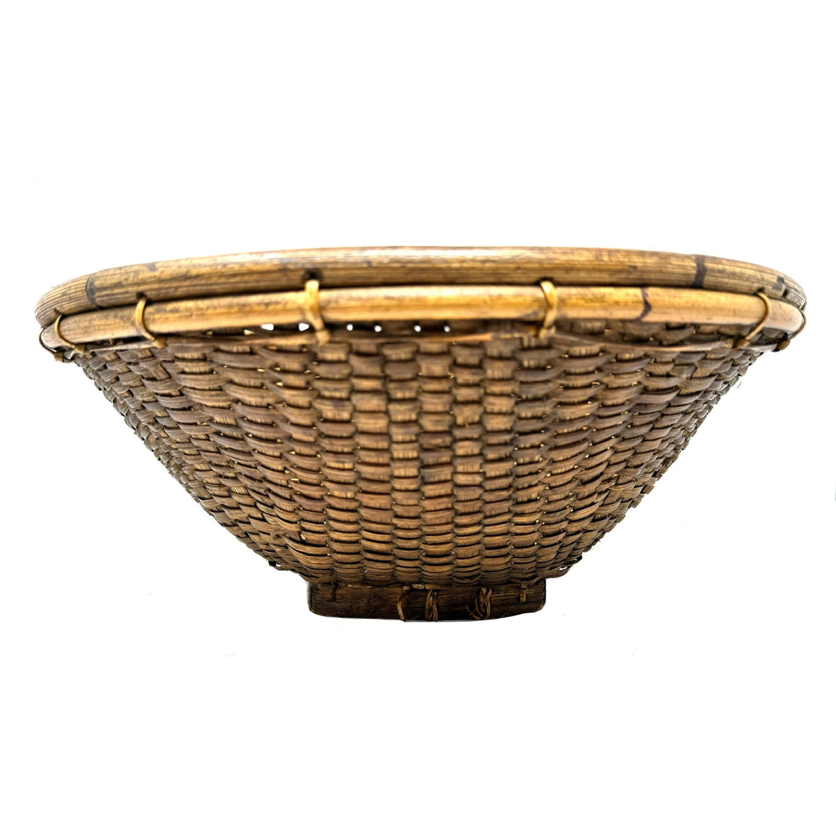 Large Vintage Round Labba Grain Basket with Natural Buff and Brown Coloration from the Philippines