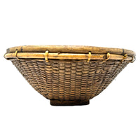 Large Vintage Round Labba Grain Basket with Natural Buff and Brown Coloration from the Philippines