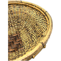 Large Vintage Round Labba Grain Basket with Natural Buff and Brown Coloration from the Philippines