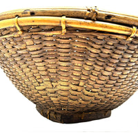 Large Vintage Round Labba Grain Basket with Natural Buff and Brown Coloration from the Philippines