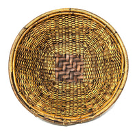 Large Vintage Round Labba Grain Basket with Natural Buff and Brown Coloration from the Philippines