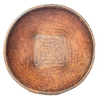 Large Vintage Round Labba Grain Basket with Dark Brown Coloration from the Philippines