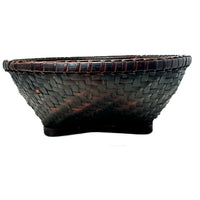 Large Vintage Round Labba Grain Basket with Dark Brown Coloration from the Philippines