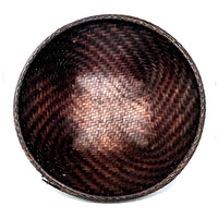 Large Vintage Round Labba Grain Basket with Dark Brown Coloration from the Philippines