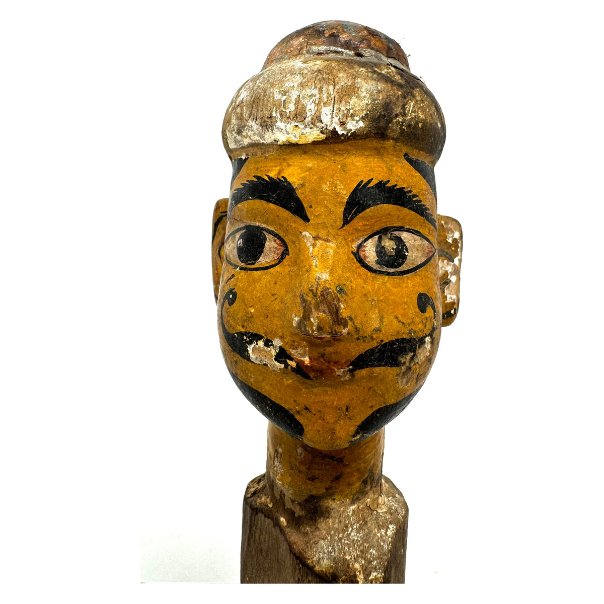 Antique Indian/Rajasthani Puppet/Marionette Head on Custom Acrylic Stand Measuring 9.5 Inches Tall