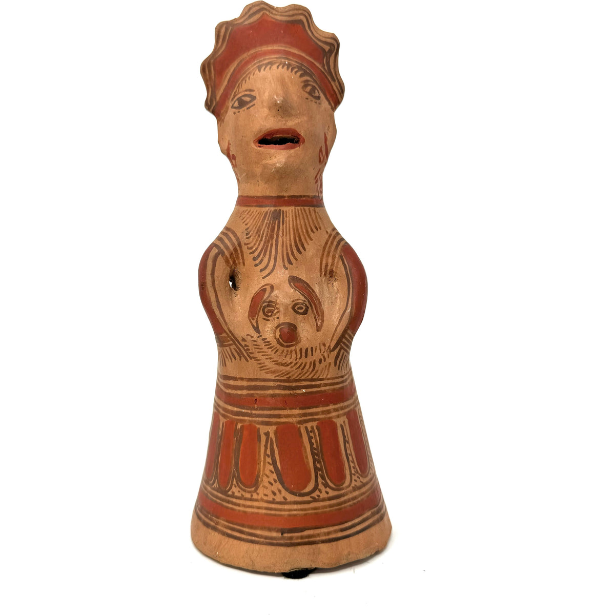 1950s Nahua Female Figurine from San Agustín Oapan, Guerrero, Mexico - 9.25" H X 3.5" Diam. (#7)