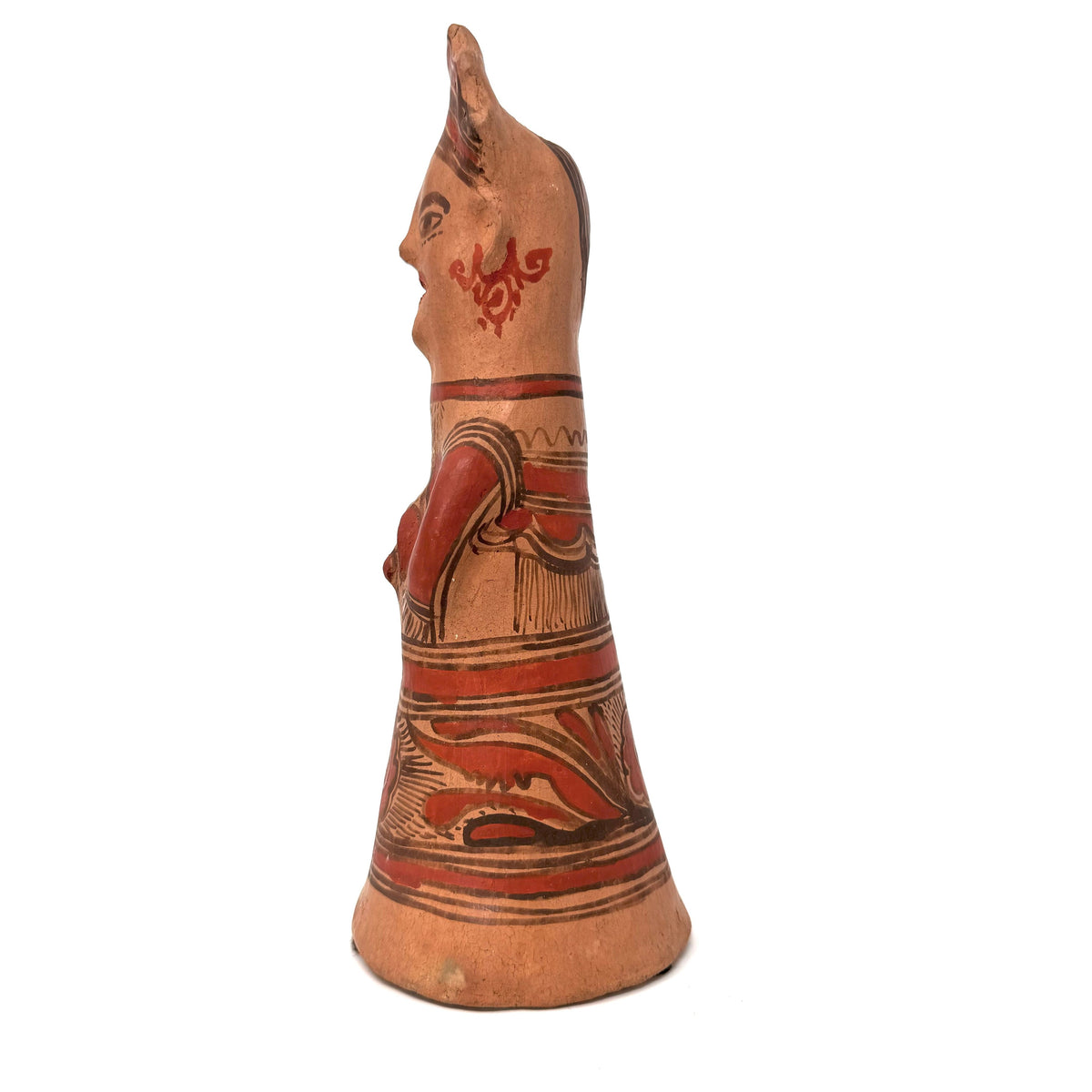 1950s Nahua Female Figurine from San Agustín Oapan, Guerrero, Mexico - 9.25" H X 3.5" Diam. (#6)