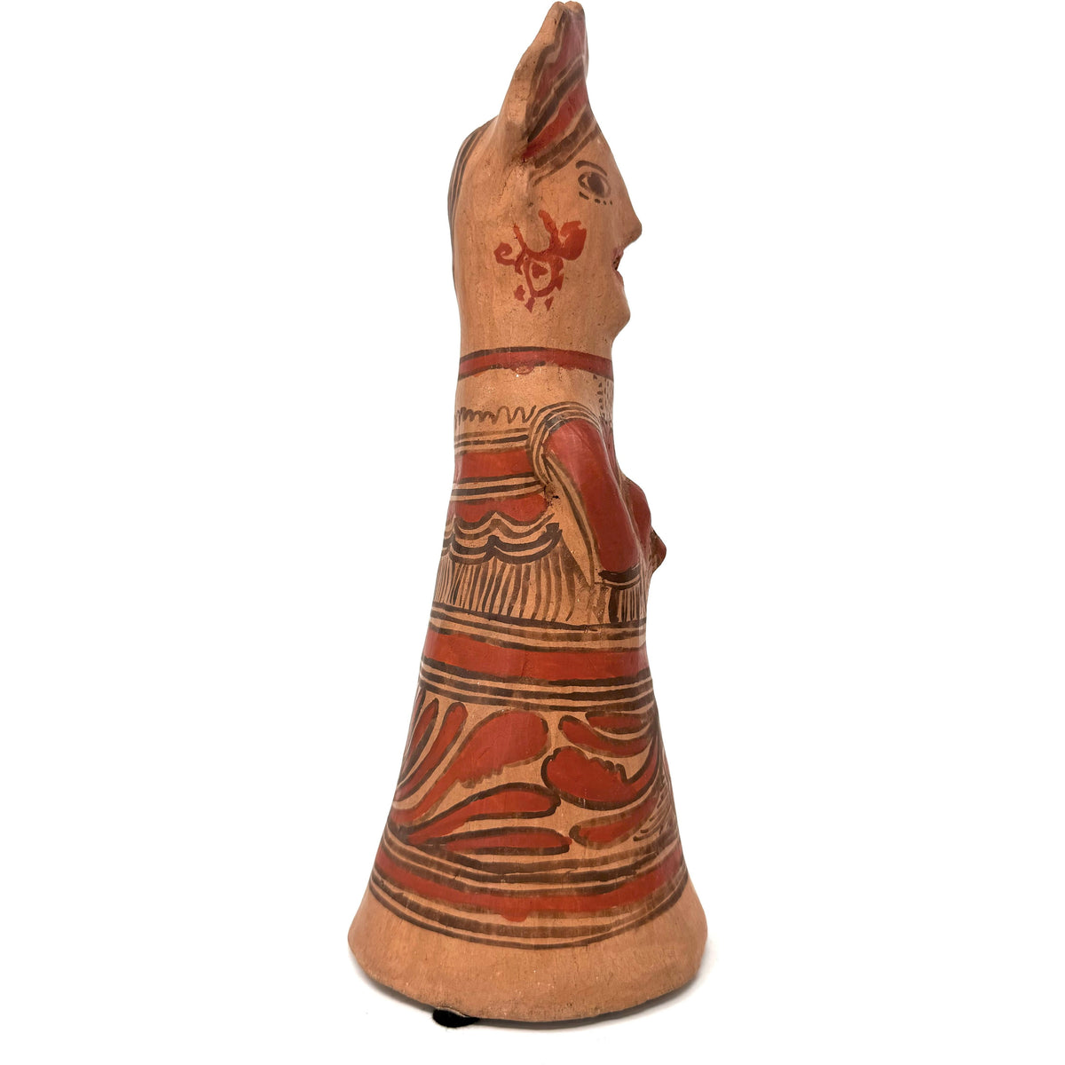 1950s Nahua Female Figurine from San Agustín Oapan, Guerrero, Mexico - 9.25" H X 3.5" Diam. (#6)