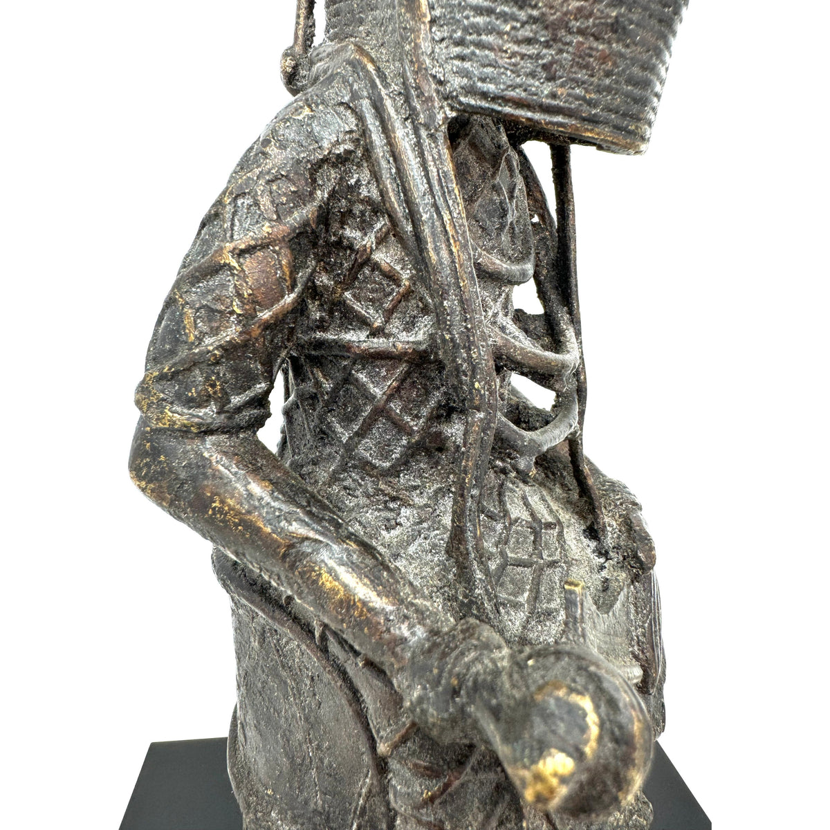 Vintage Benin-Style Bronze Sculpture of a Seated African King and Queen from Nigeria