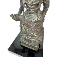 Vintage Benin-Style Bronze Sculpture of a Seated African King and Queen from Nigeria