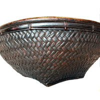 Vintage Philippine Large Round Dark Brown Labba Grain Basket