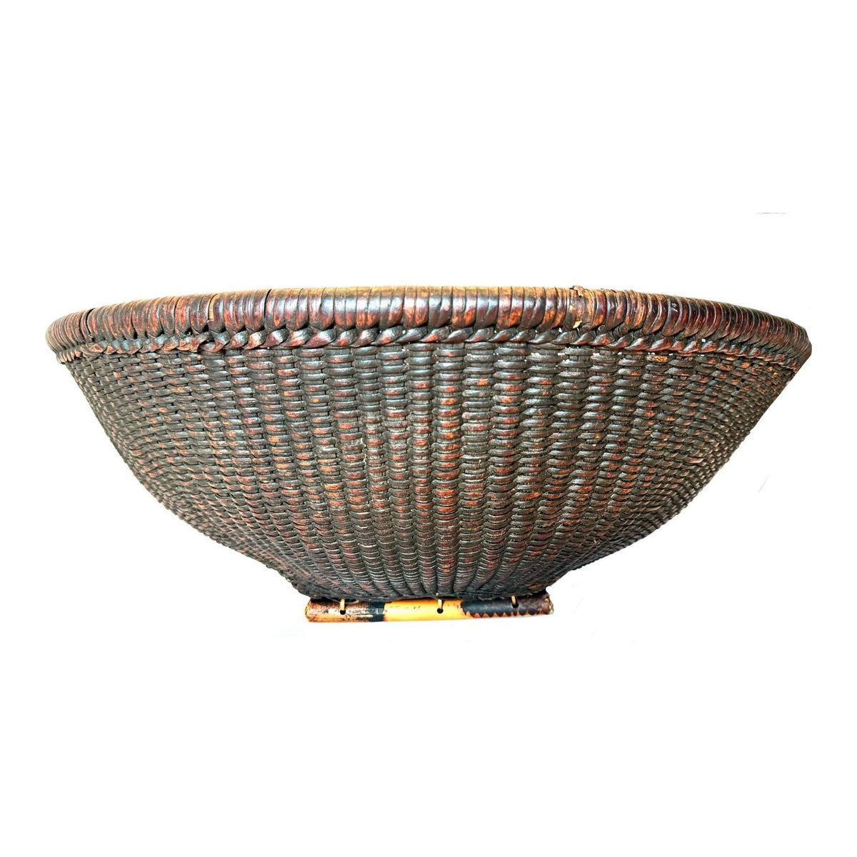 Vintage Philippine Large Round Dark Brown Labba Grain Basket