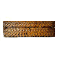 Philippine Wooden Box Covered with Woven Rattan - 20" L X 12" W X 6" H