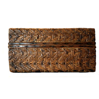 Philippine Wooden Box Covered with Woven Rattan - 20" L X 12" W X 6" H