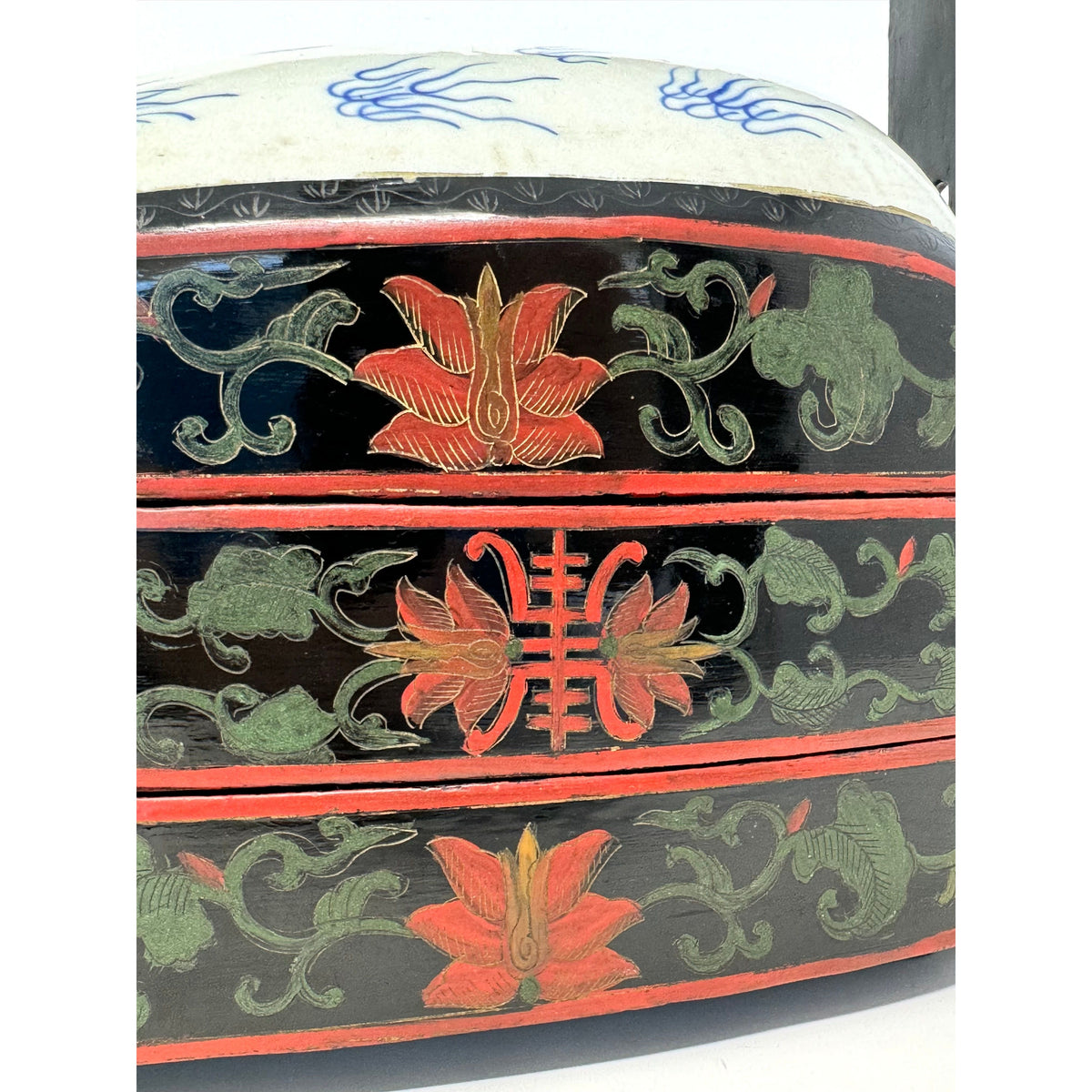 Antique Chinese Fu Dog Porcelain Vase Fragment Stacking Wedding Box/Food Carrier - 11" H X 12" L X 8" W