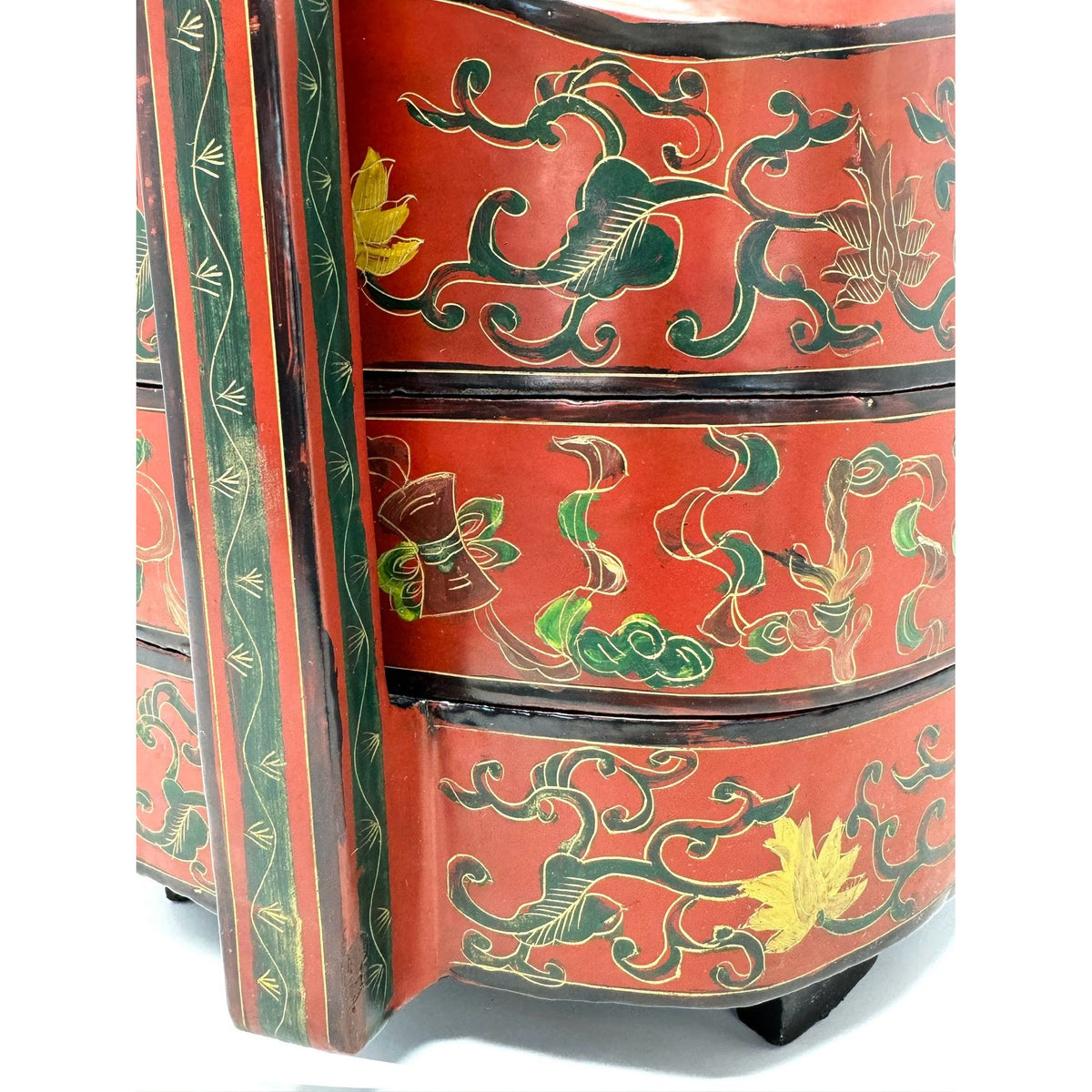 Antique Chinese Vase Fragment Stacking Wedding Box/Food Carrier - 13" H X 12.5" X 9.5" W