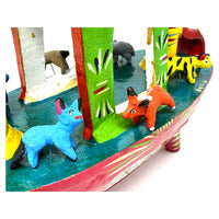 Red Mexican Folk Art 'Noah's Ark' by Gerardo Ortega - 12.25" H X 12.5" L X 5.5" W