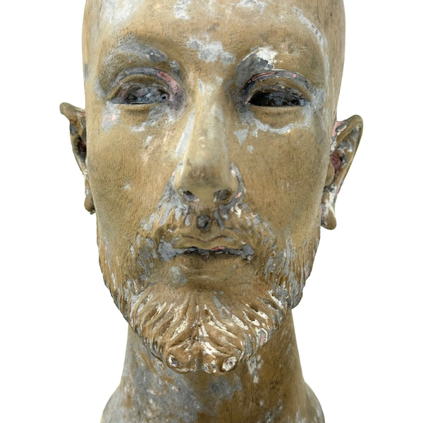 Early Spanish Colonial Santo Head of St. Francis of Assisi from the Philippines - 9.5" H X 5" W X 6" D