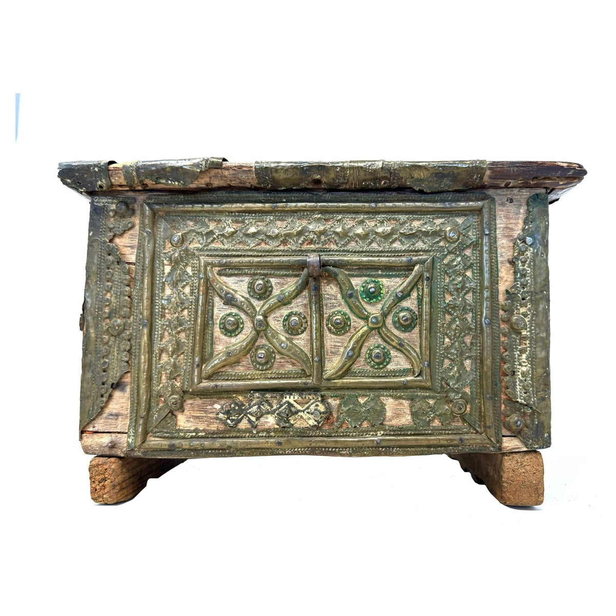 19th Century Wooden Dowry Chest from Rajasthan, India - 10.75" L X 6.25" D X 7.12" H