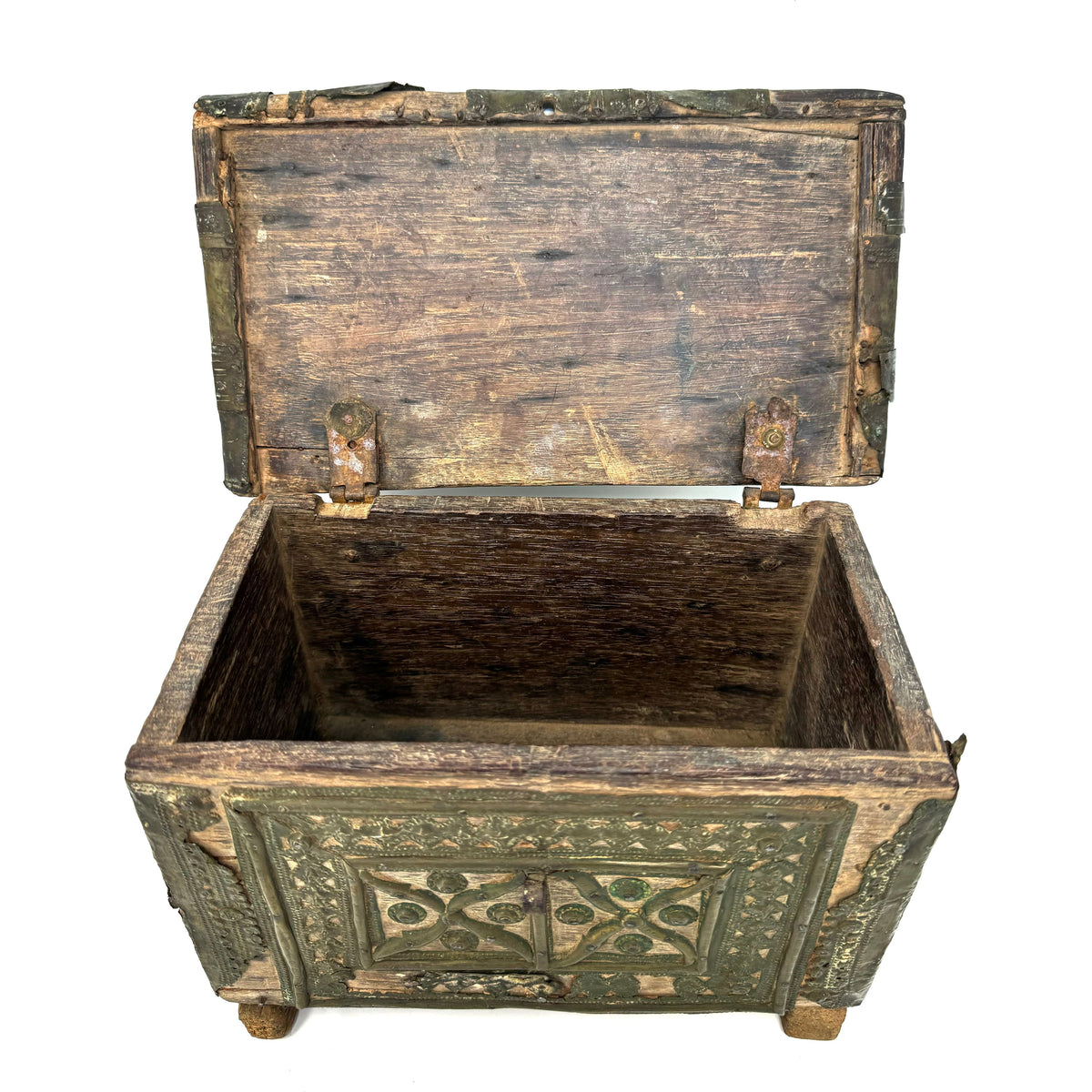 19th Century Wooden Dowry Chest from Rajasthan, India - 10.75" L X 6.25" D X 7.12" H