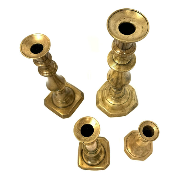 4-Piece Grouping of Vintage Brass Candle Holders from Mexico