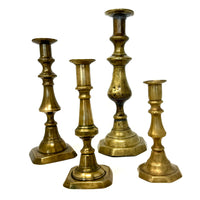 4-Piece Grouping of Vintage Brass Candle Holders from Mexico