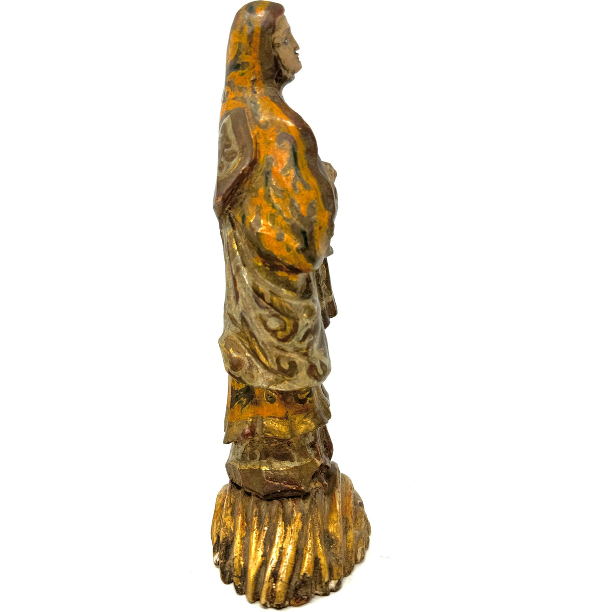 Early Spanish Colonial Statue of the Virgin Mary from the Philippines - 10.25" H X 5" W X 3.38" D